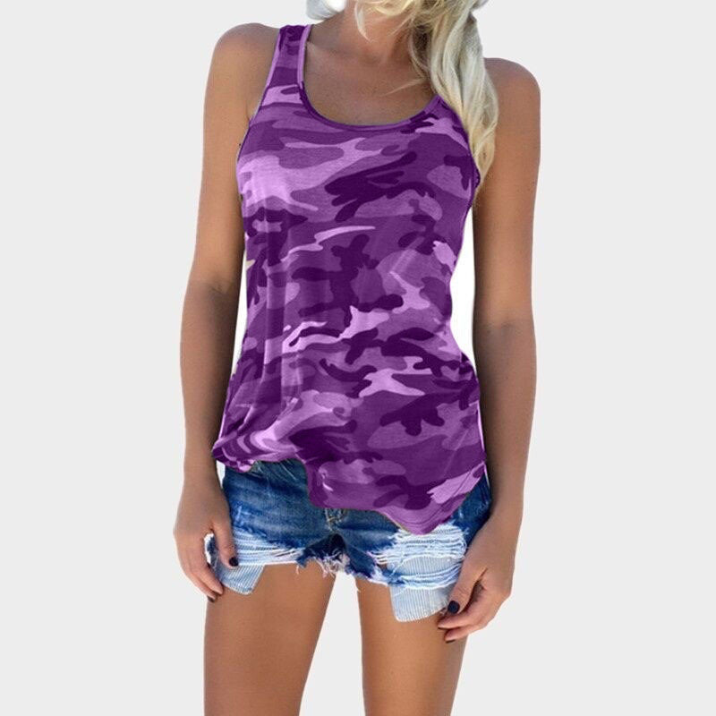 Women's Summer Camouflage Fashion Sleeveless T-shirt Tops