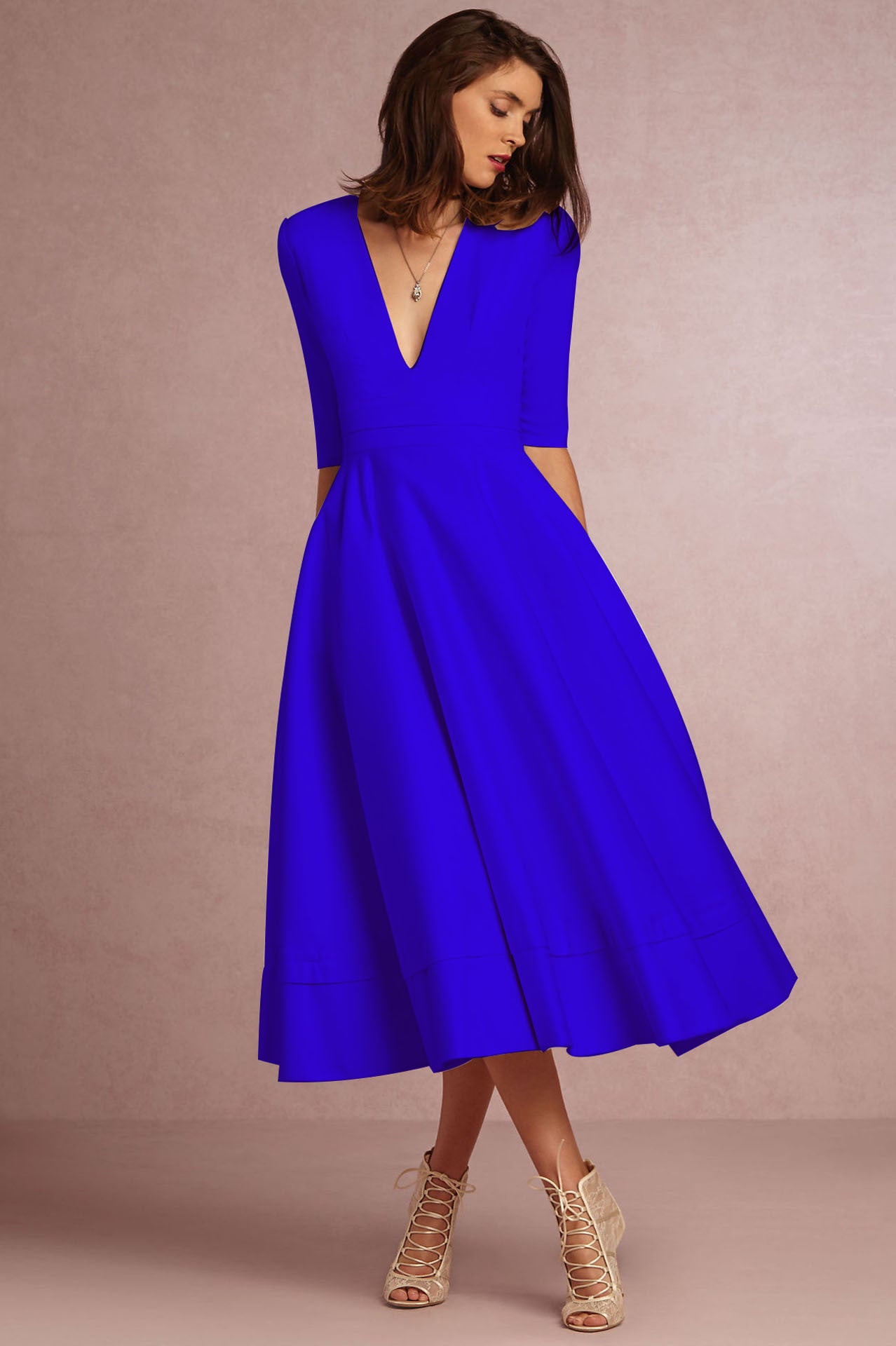 Versatile Classy Sexy Deep V Mid-length Dress