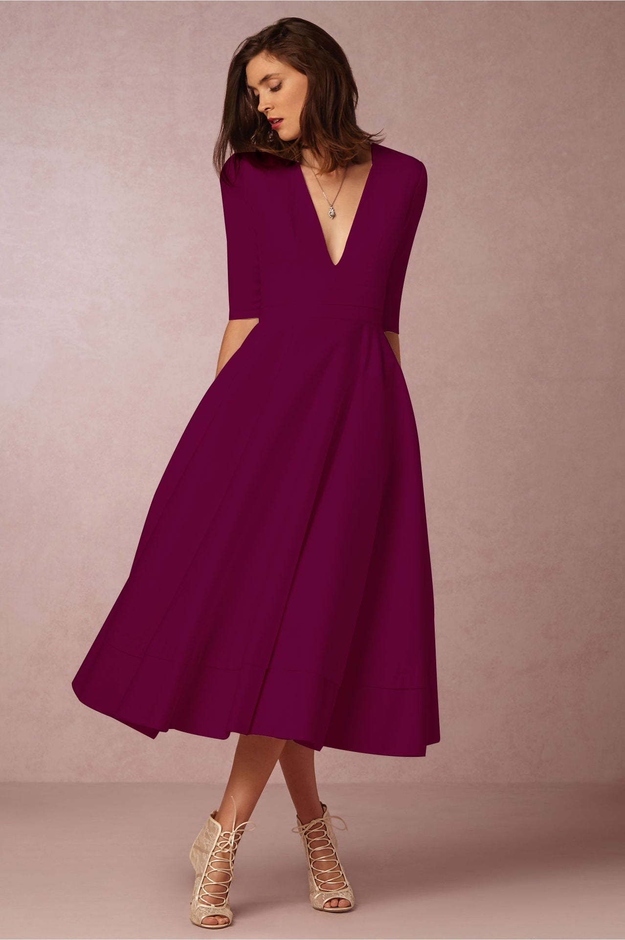 Versatile Classy Sexy Deep V Mid-length Dress