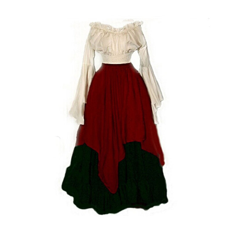 Women's Renaissance Medieval Dress With Long Sleeves Dresses