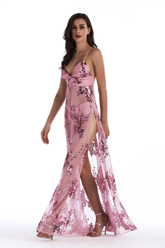 Sequin Sling Sexy Backless Long Dress Dresses