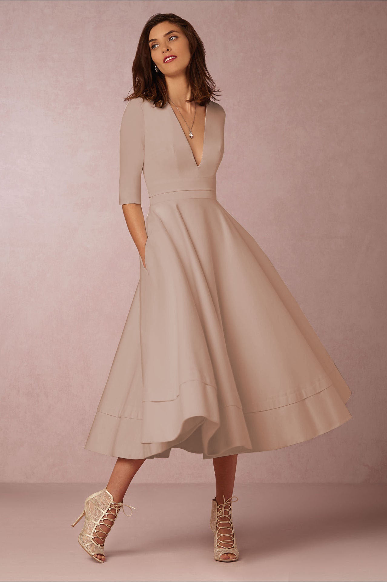 Versatile Classy Sexy Deep V Mid-length Dress
