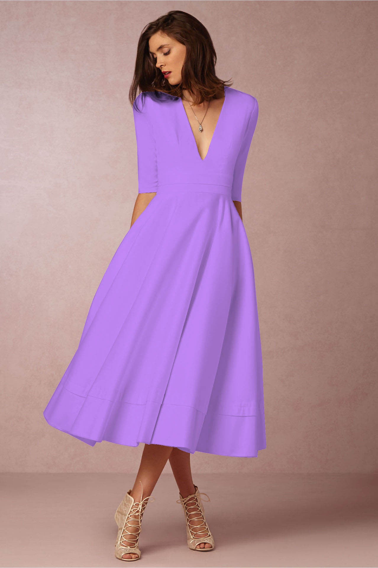 Versatile Classy Sexy Deep V Mid-length Dress