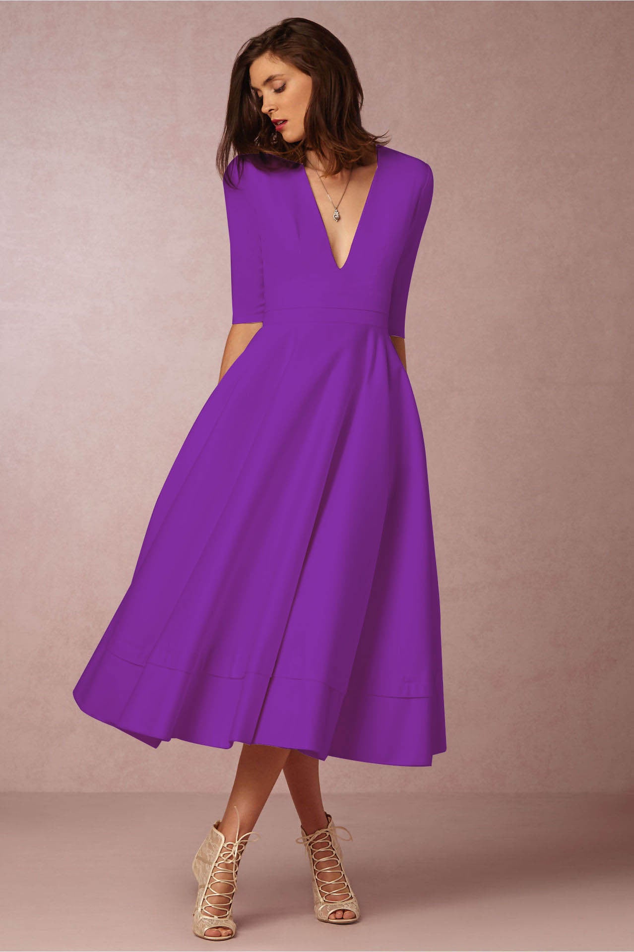 Versatile Classy Sexy Deep V Mid-length Dress