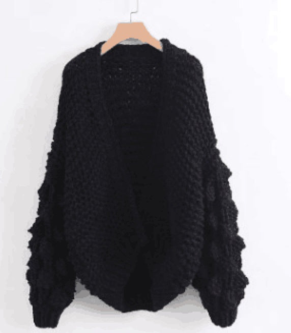 Women's Comfortable Hand-woven Ball Lantern Sleeve Sweaters