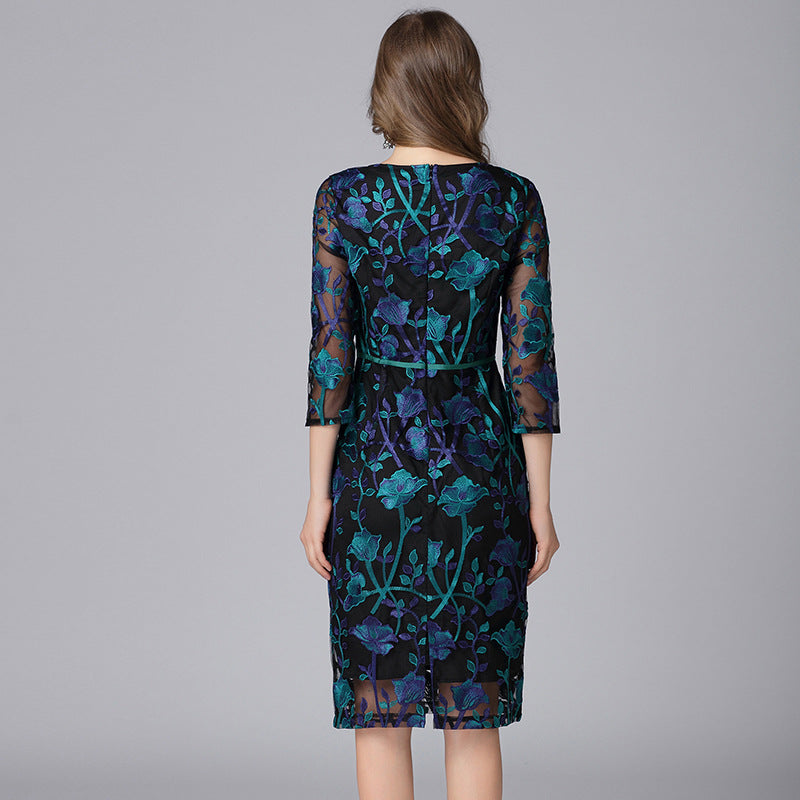 Embroidered Dress Fat French Style Temperament Dresses