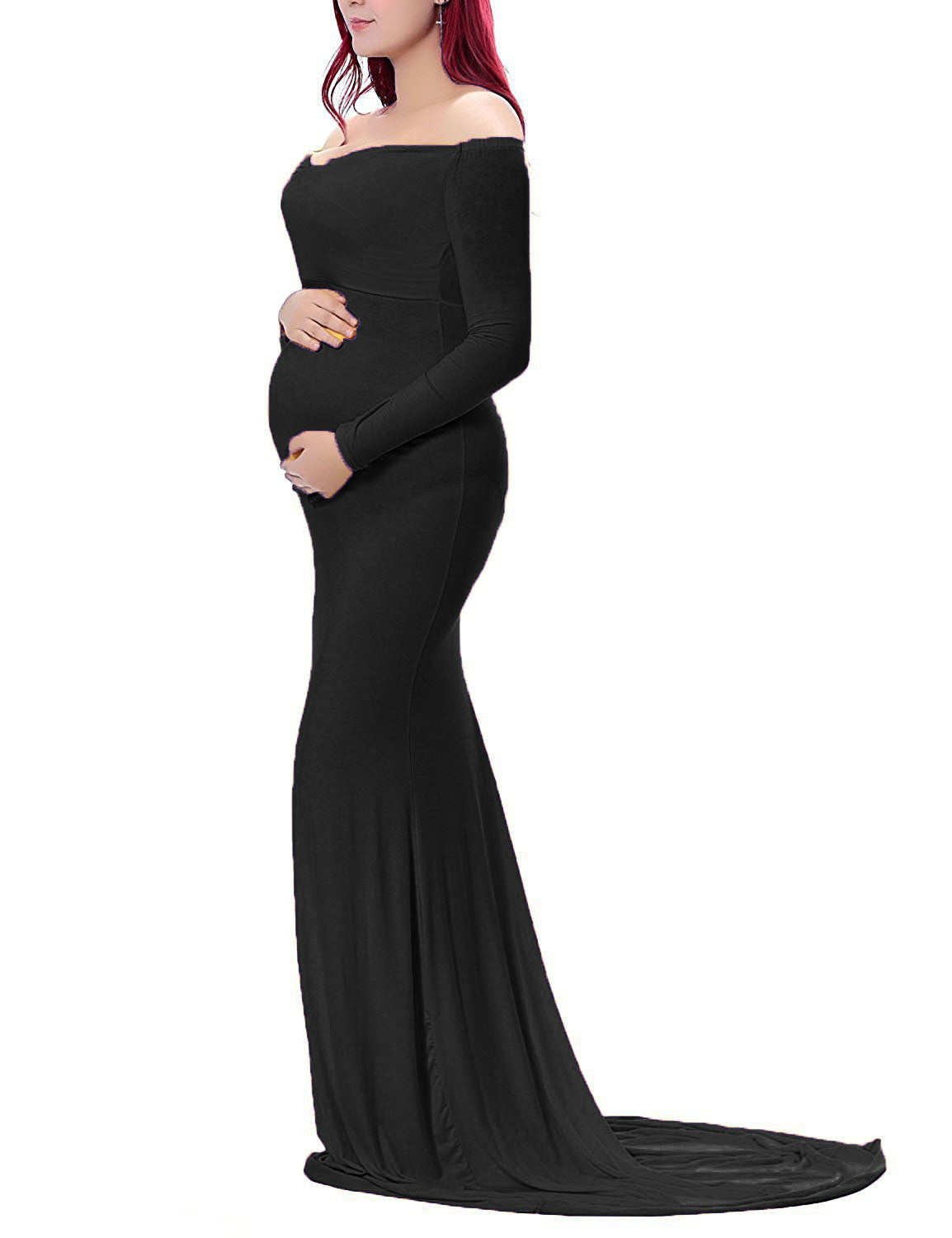 Women's Cotton Round Neck Collar Trailing Long Dresses