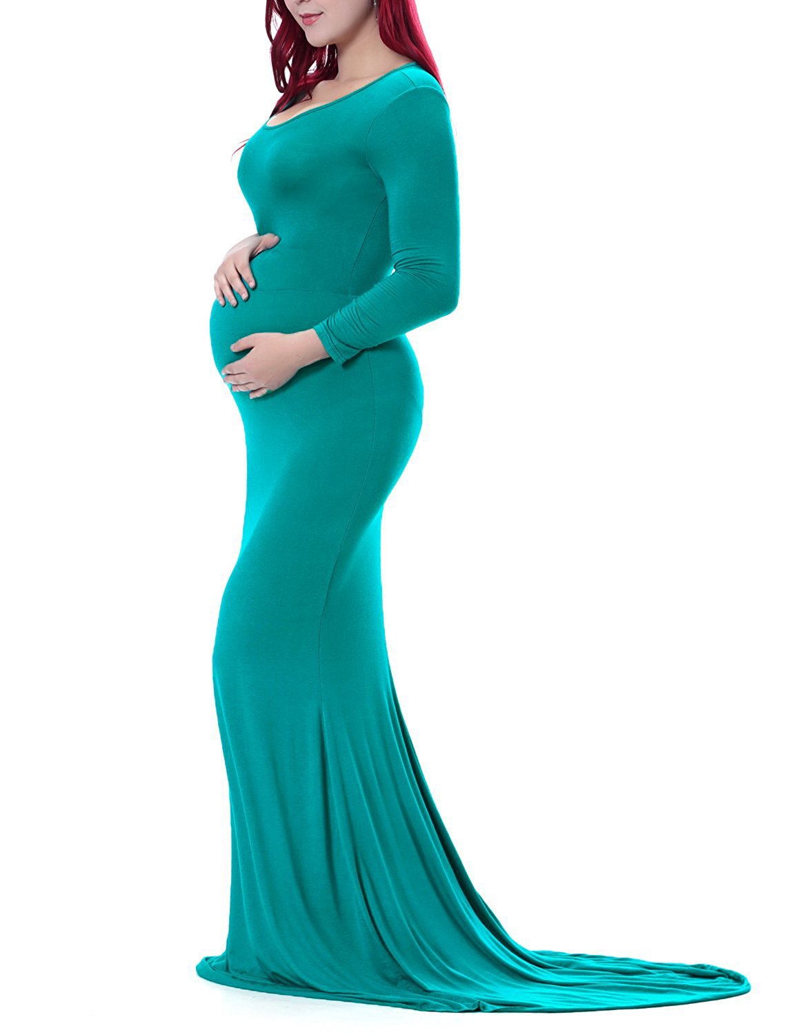 Women's Cotton Round Neck Collar Trailing Long Dresses
