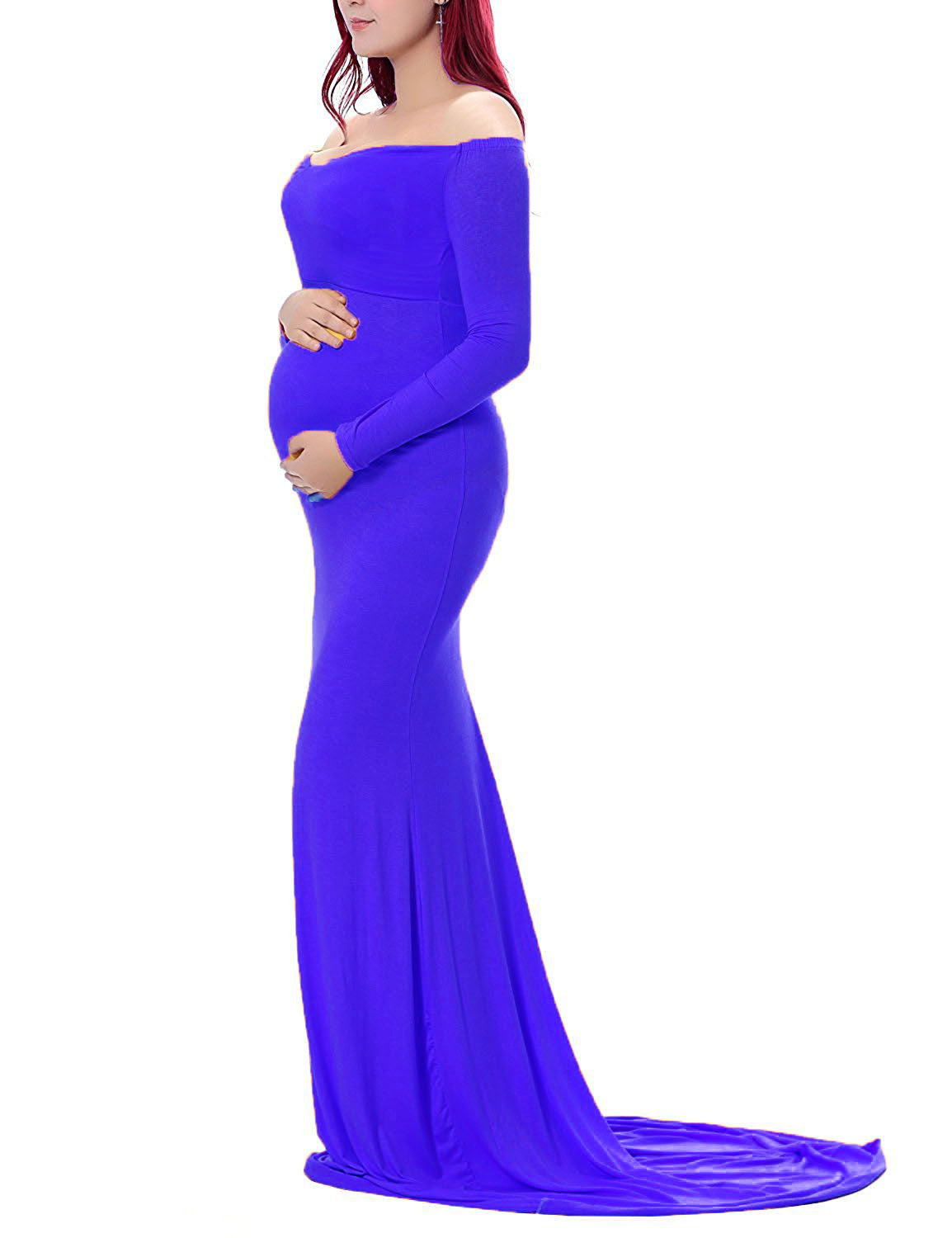 Women's Cotton Round Neck Collar Trailing Long Dresses