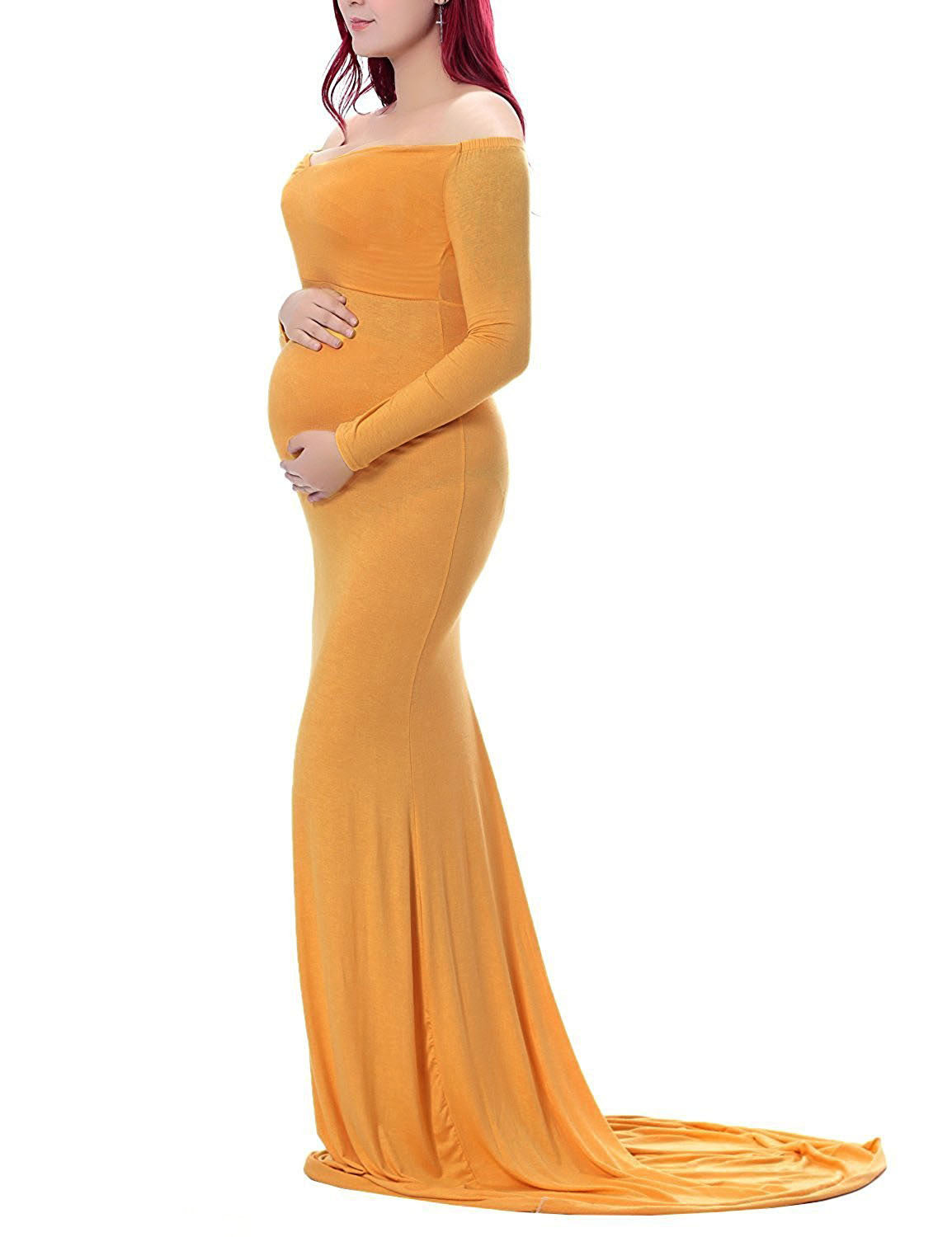 Women's Cotton Round Neck Collar Trailing Long Dresses