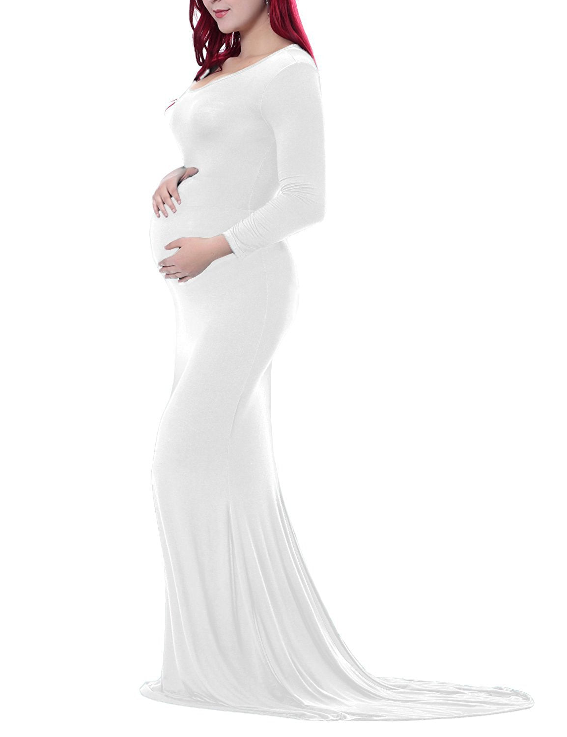 Women's Cotton Round Neck Collar Trailing Long Dresses