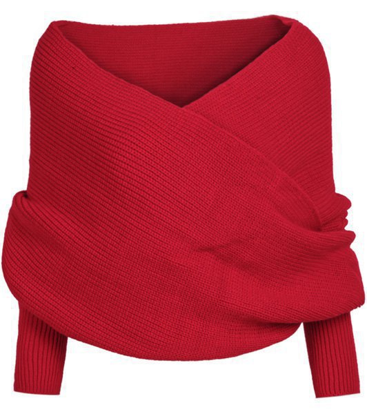 V-shaped Cross Knitted Thread Sexy Shawl Women's Sweater