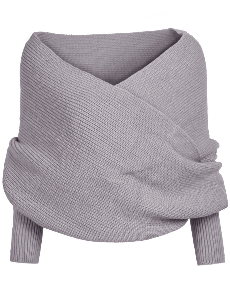 V-shaped Cross Knitted Thread Sexy Shawl Women's Sweater