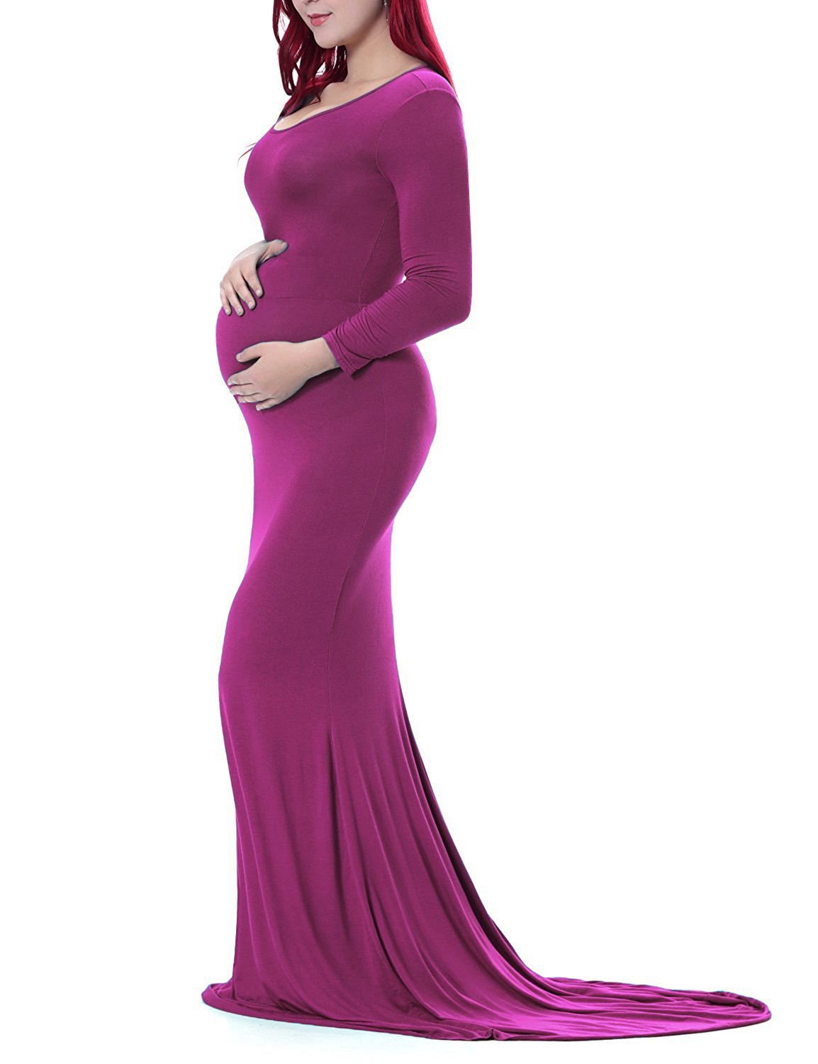 Women's Cotton Round Neck Collar Trailing Long Dresses