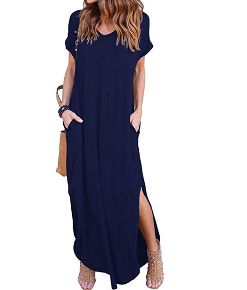 Innovative Slouchy Long Dress Pocket Split Dresses