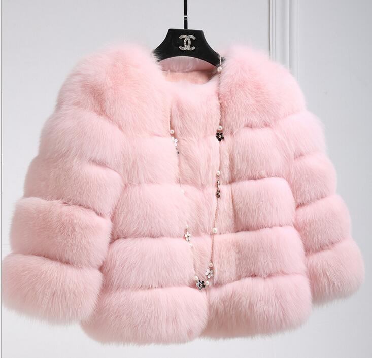 Women's Faux Fox Fur Chic Horizontal Stitching Coats