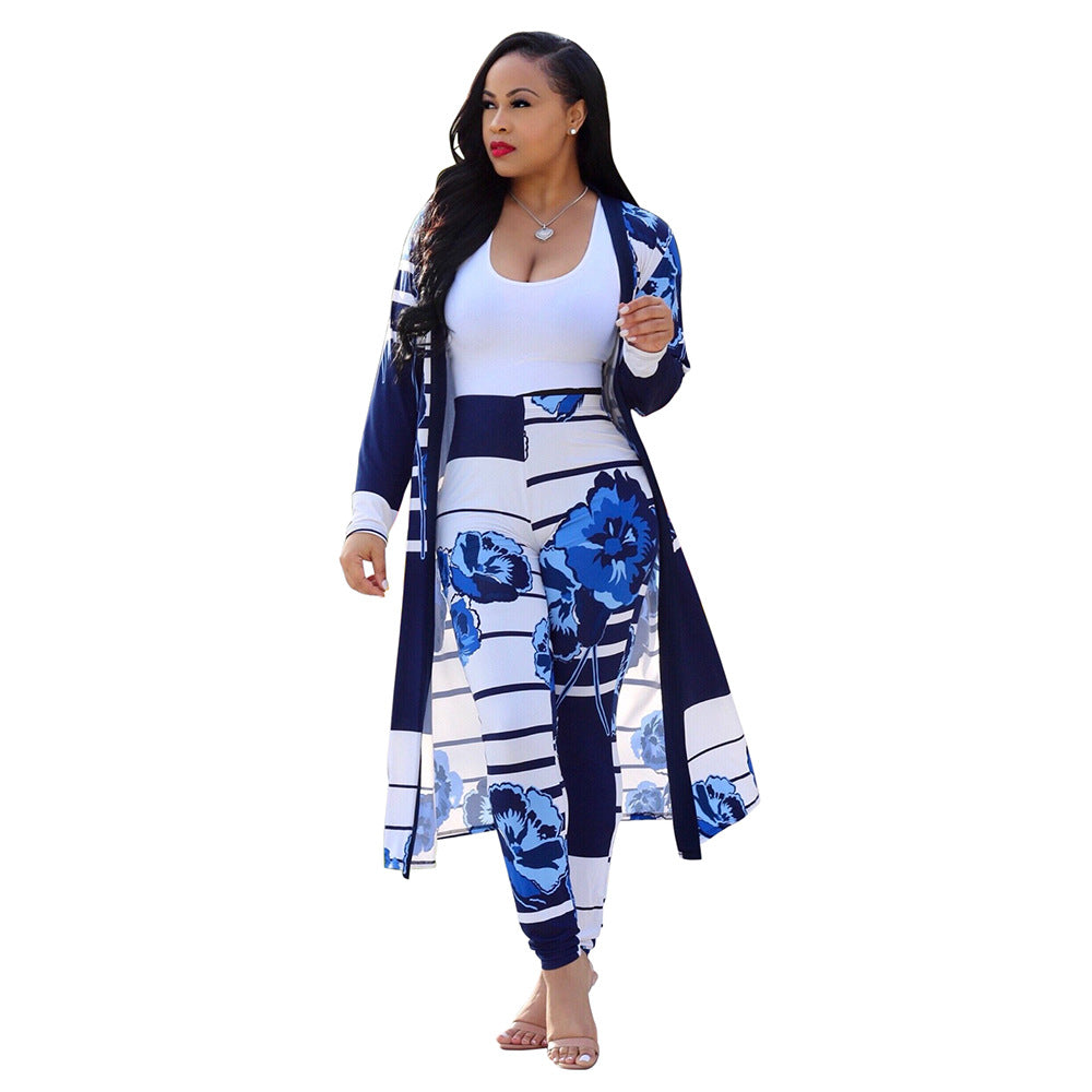 Sexy Print Long Sleeve Two-piece Set Suits