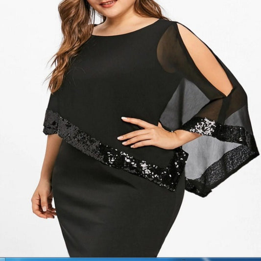 Women's Irregular Sequin Stitching Dress Female Colors Dresses