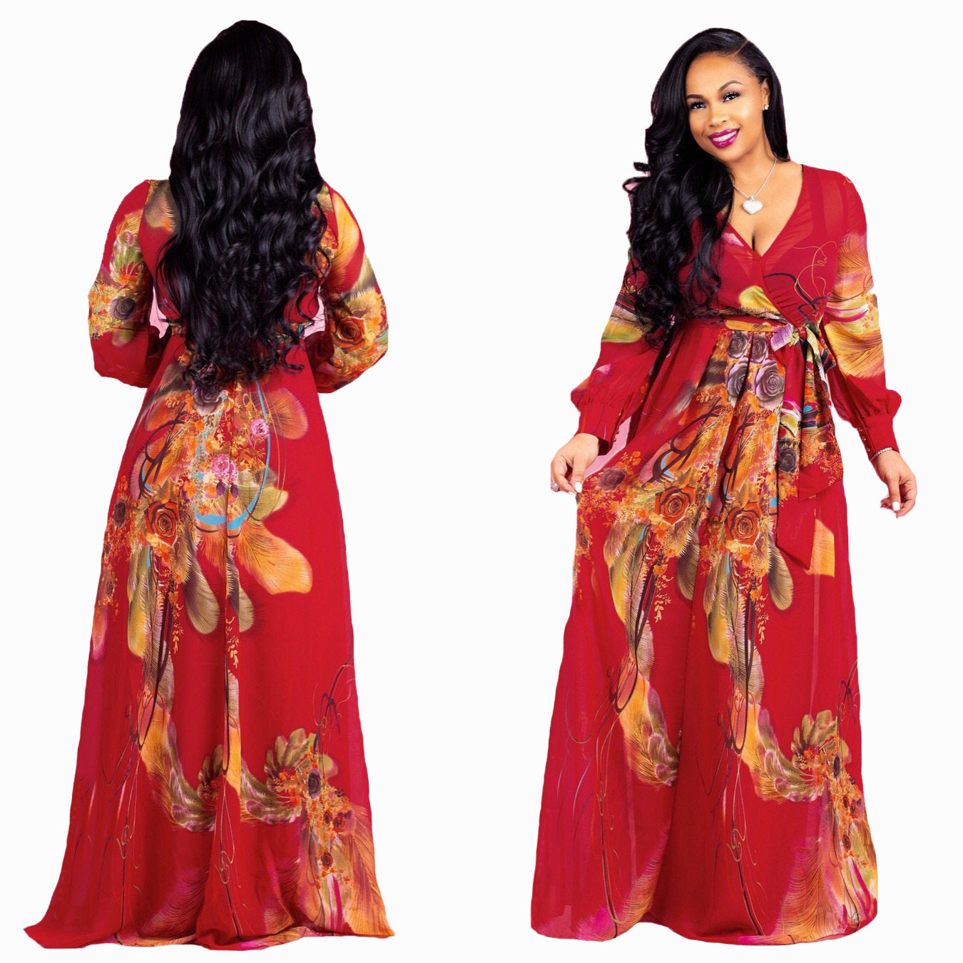 Women's Beach Chiffon Dress Flower Print Fashion Dresses