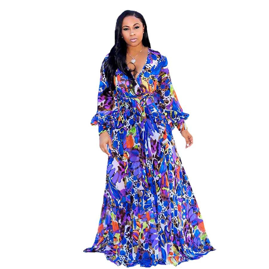 Women's Beach Chiffon Dress Flower Print Fashion Dresses