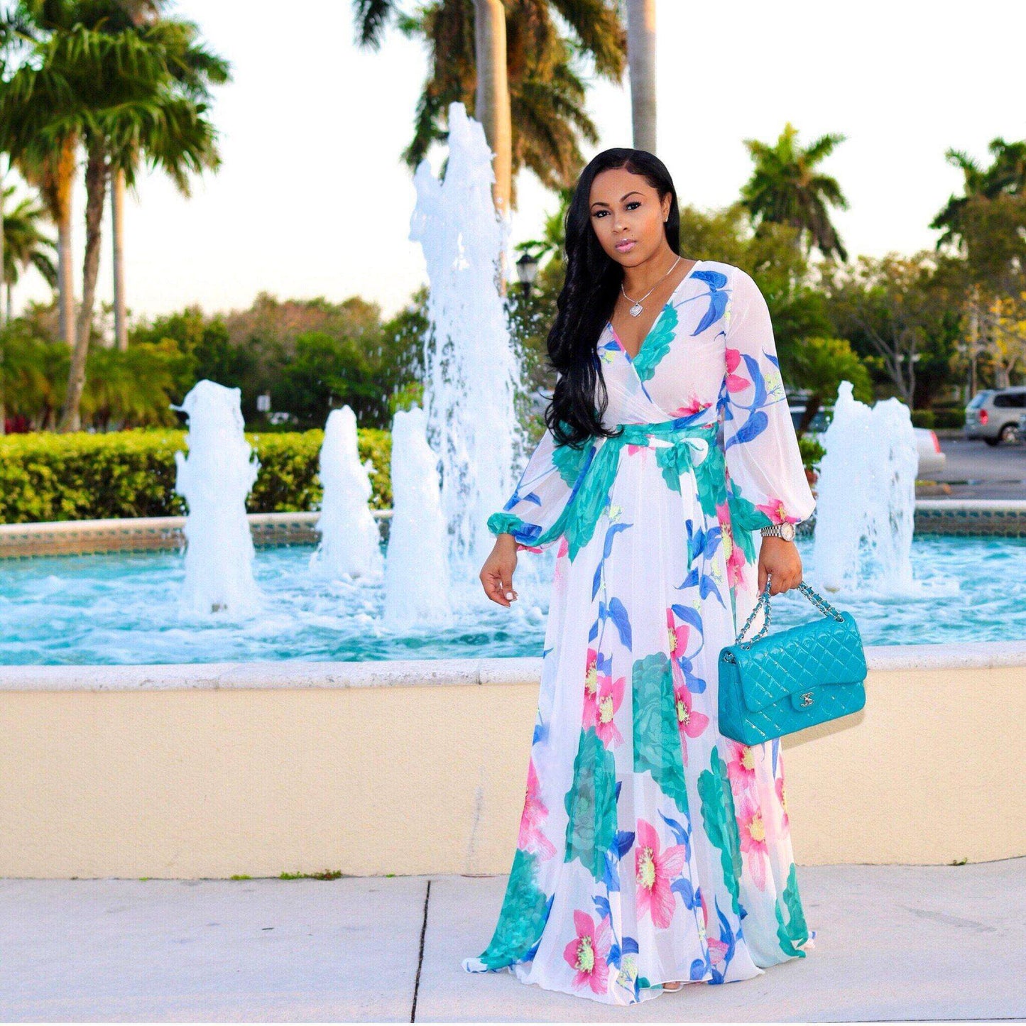 Women's Printed Chiffon Sexy Dress With Lining Dresses