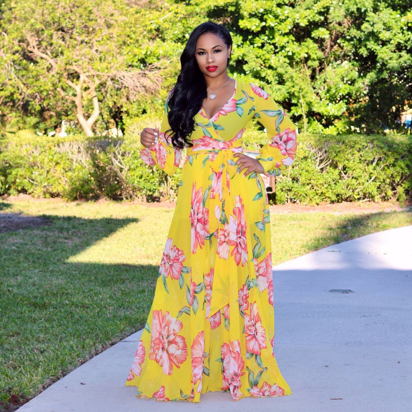 Women's Printed Chiffon Sexy Dress With Lining Dresses