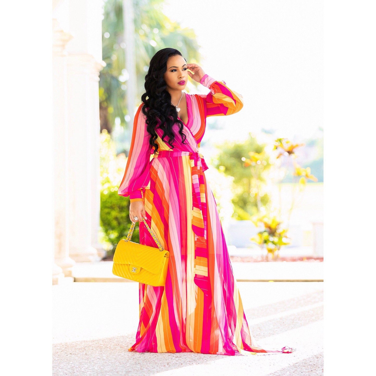 Women's Printed Chiffon Sexy Dress With Lining Dresses