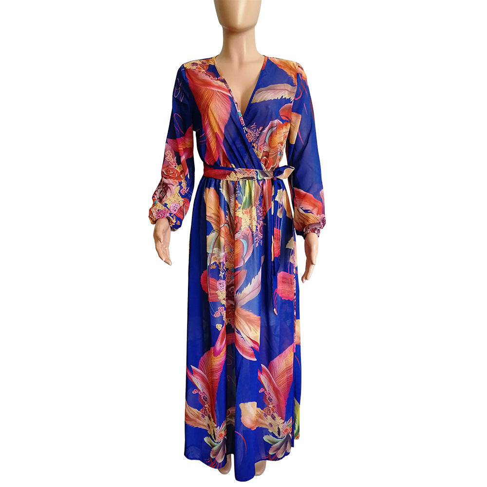 Women's Printed Chiffon Sexy Dress With Lining Dresses