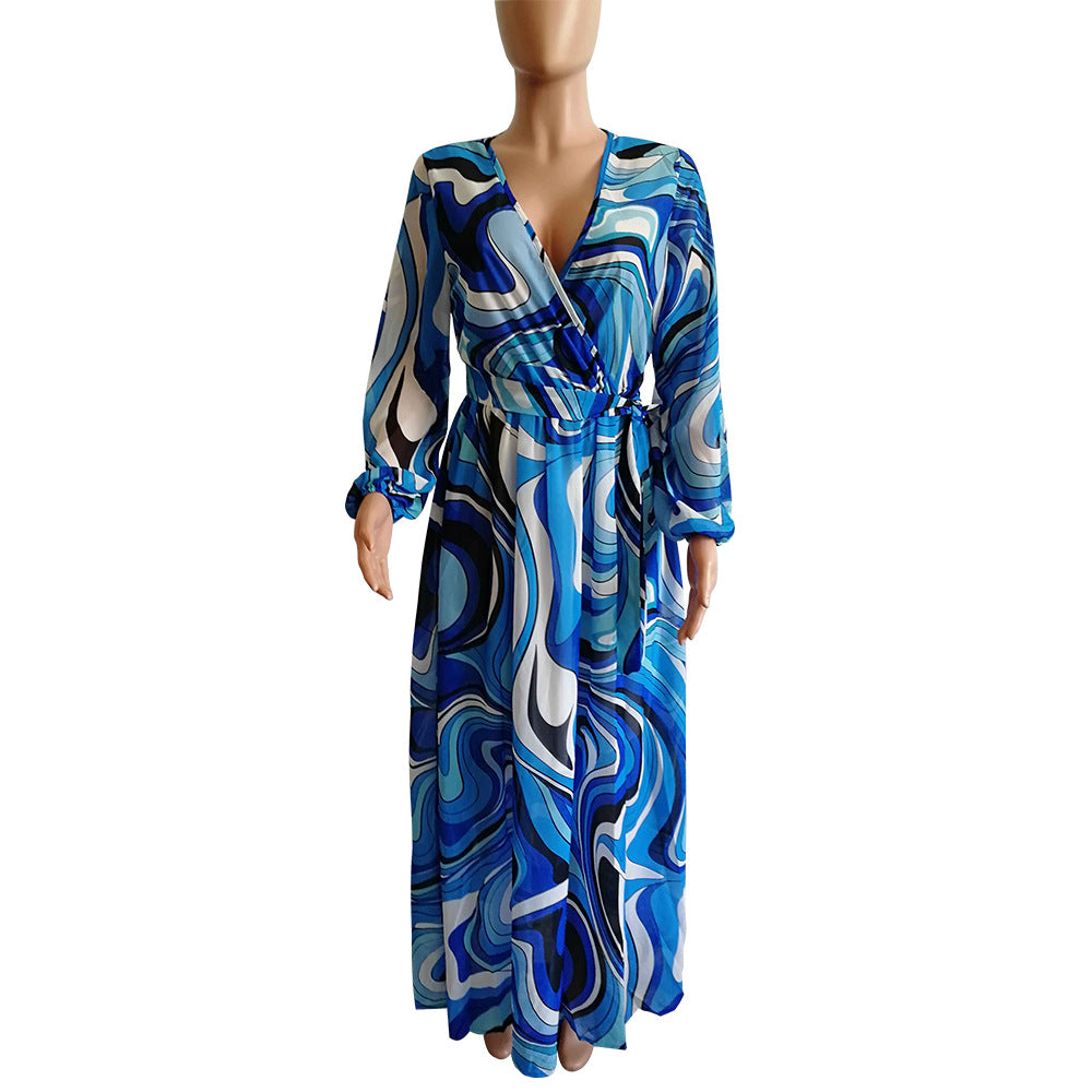 Women's Printed Chiffon Sexy Dress With Lining Dresses
