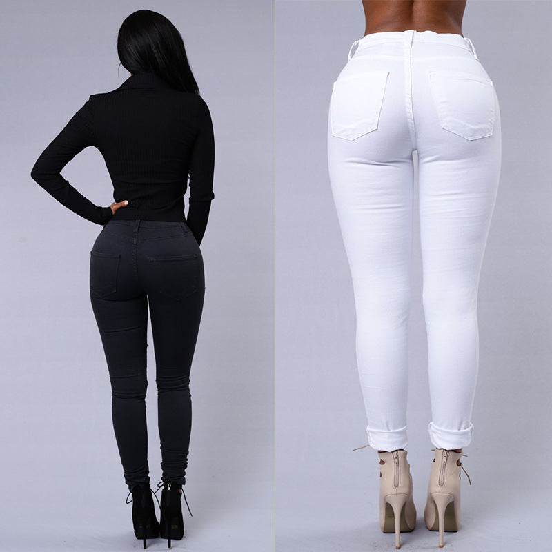 Women's Versatile Comfortable Ripped For Skinny Jeans