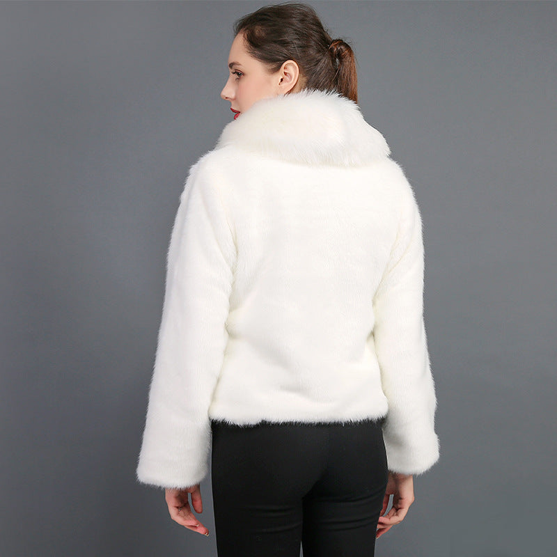 Women's Mink Fur Light Collar Warm Coats