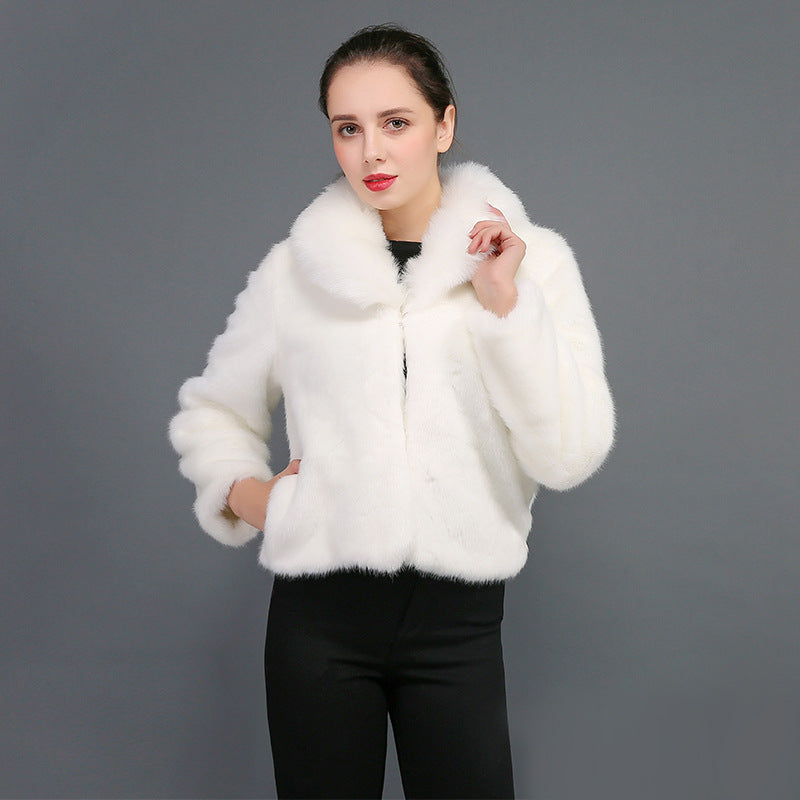 Women's Mink Fur Light Collar Warm Coats
