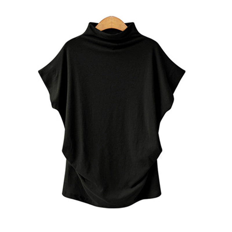Women's Classic Large Turtleneck T-shirt Short-sleeved Tops