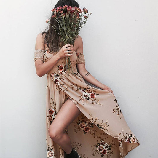Wrapped Chest Printed Dress Seaside Vacation Dresses