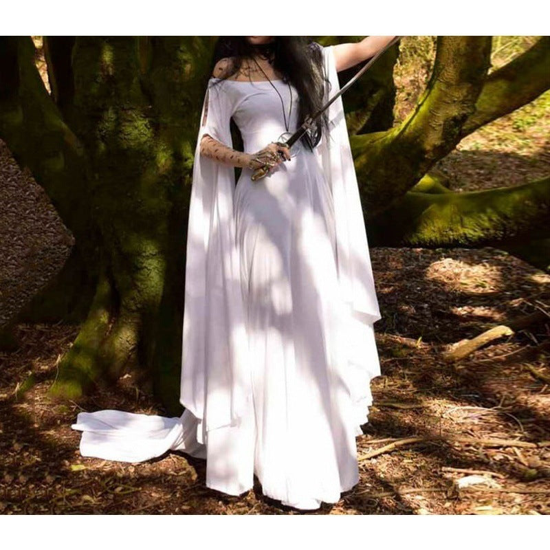 Women's Long-sleeved Round Neck Belt Dress Halloween Dresses