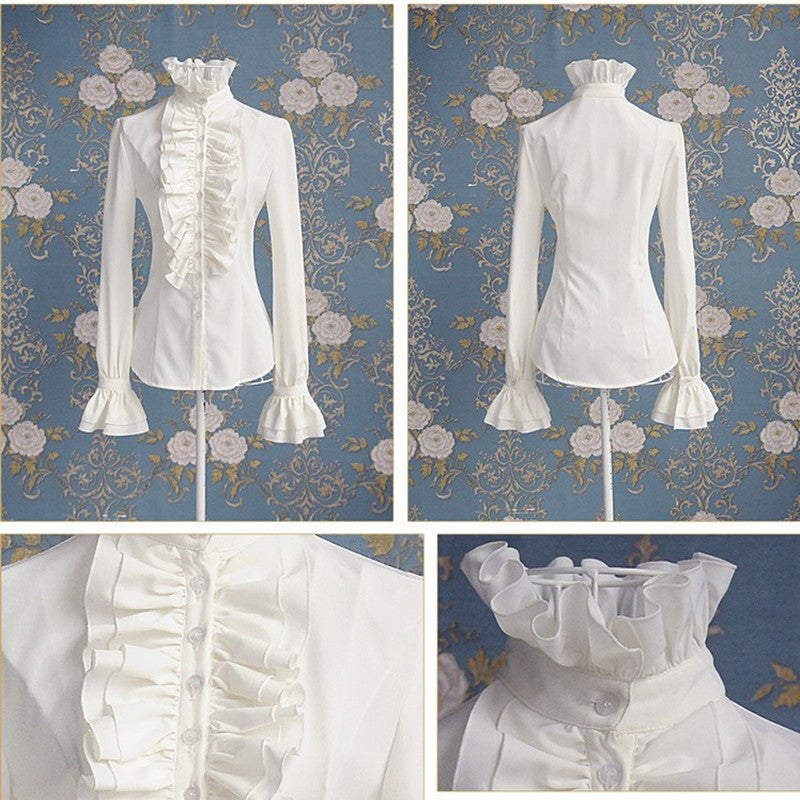 Women's Ruffled Flared Sleeves Long-sleeved Shirt Blouses