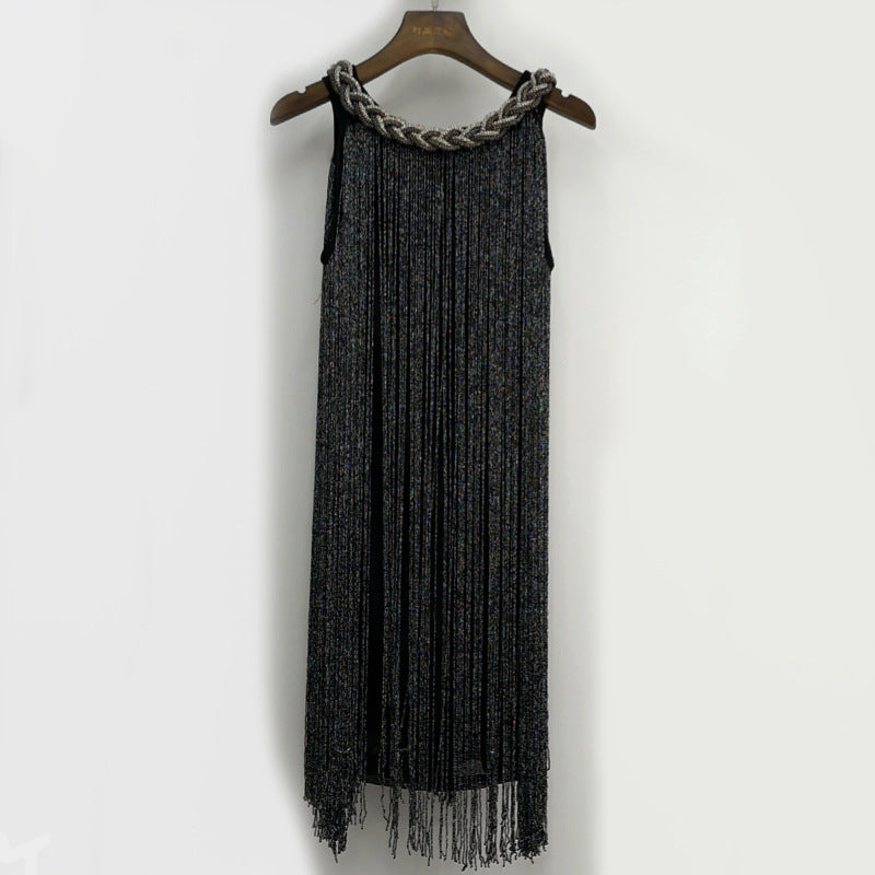 Women's Halter Fashionable Irregular Gradient Tassel Dress