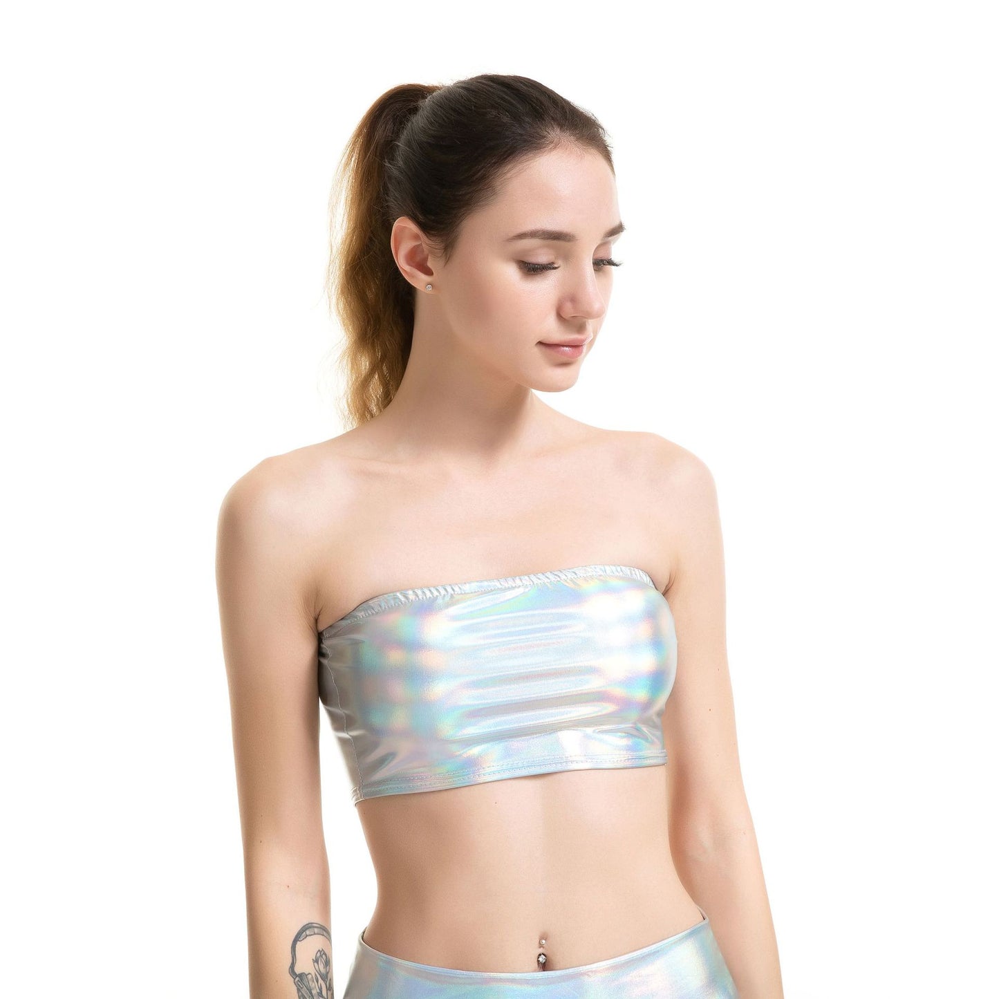 Women's Wear Patent Leather Pure Color Bottoming Tops