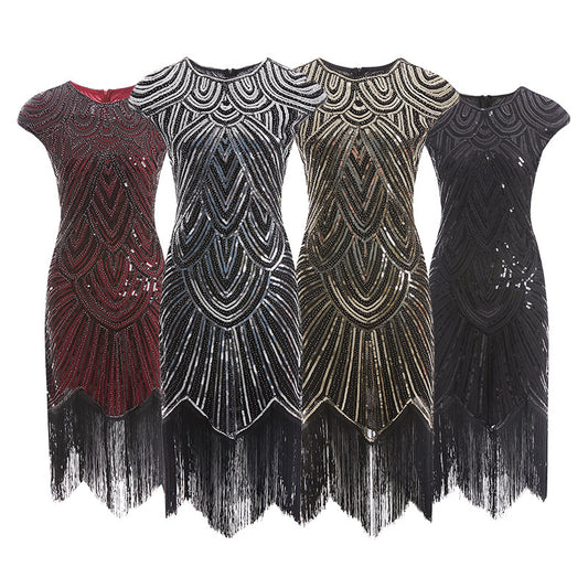 Quality Tassel Woven Sequins Dress Vintage Skirts