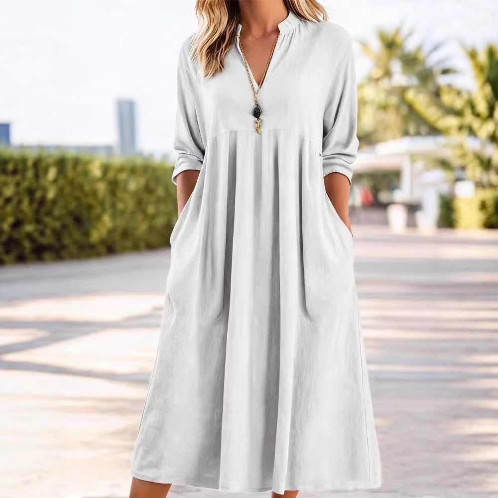 Women's Loose Cotton Linen Summer Light Luxury Dress