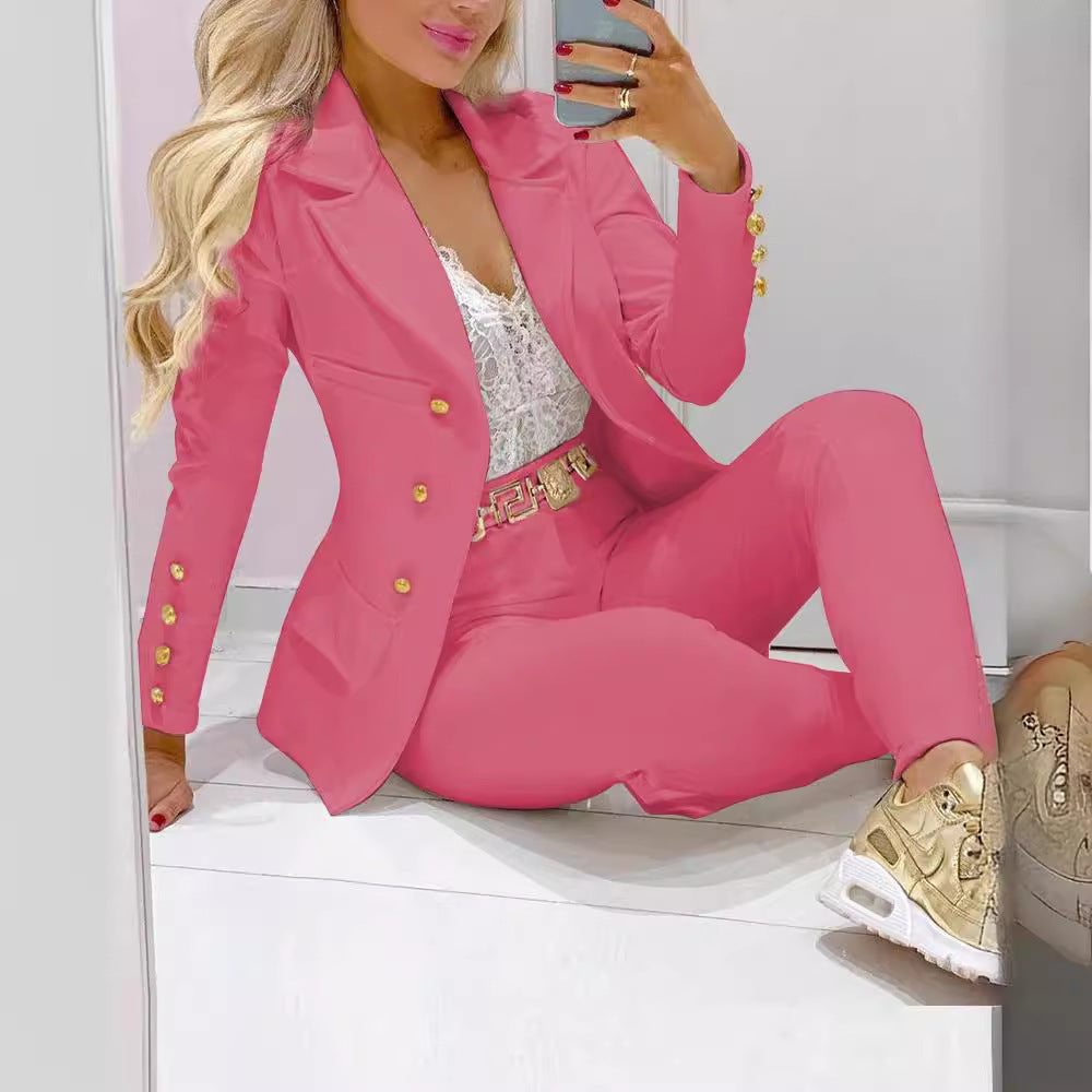 Fashion Printed Long Sleeve Casual Small Suits