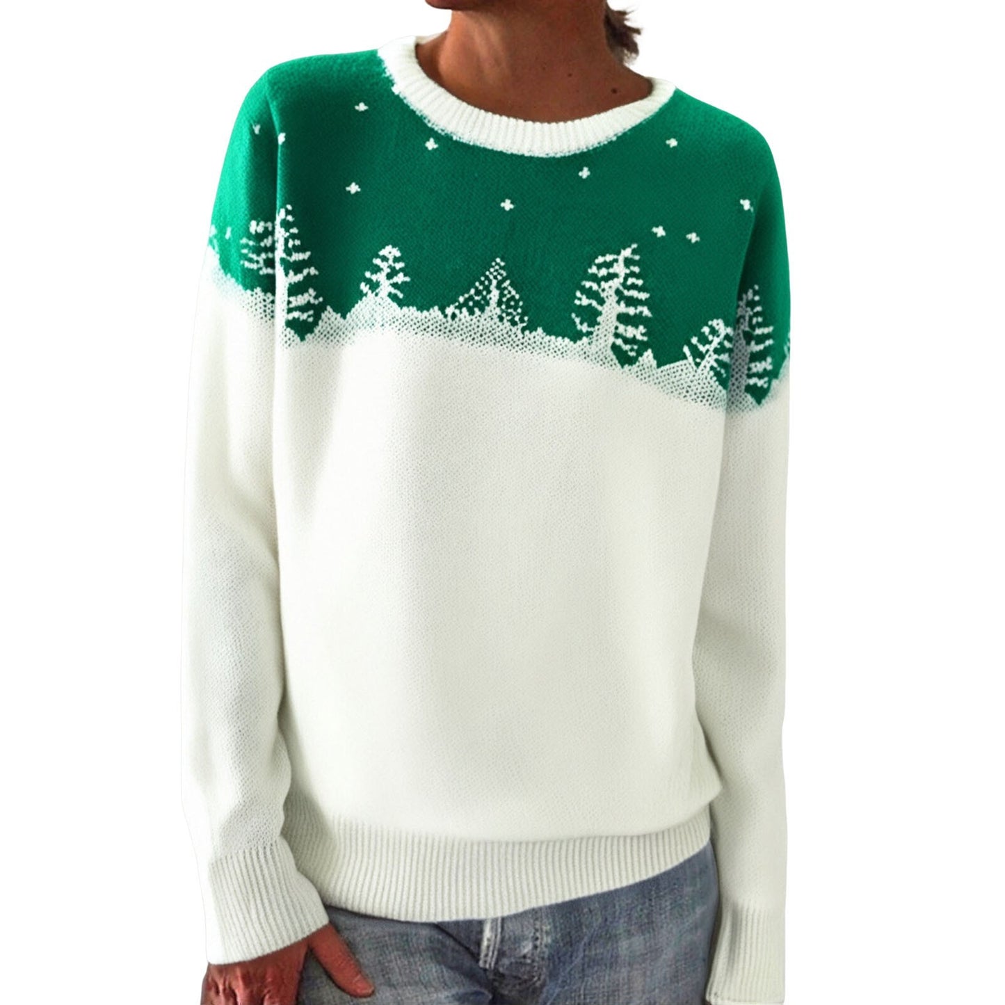 Women's Round Neck Multicolor Loose Fashion Pullover Sweater