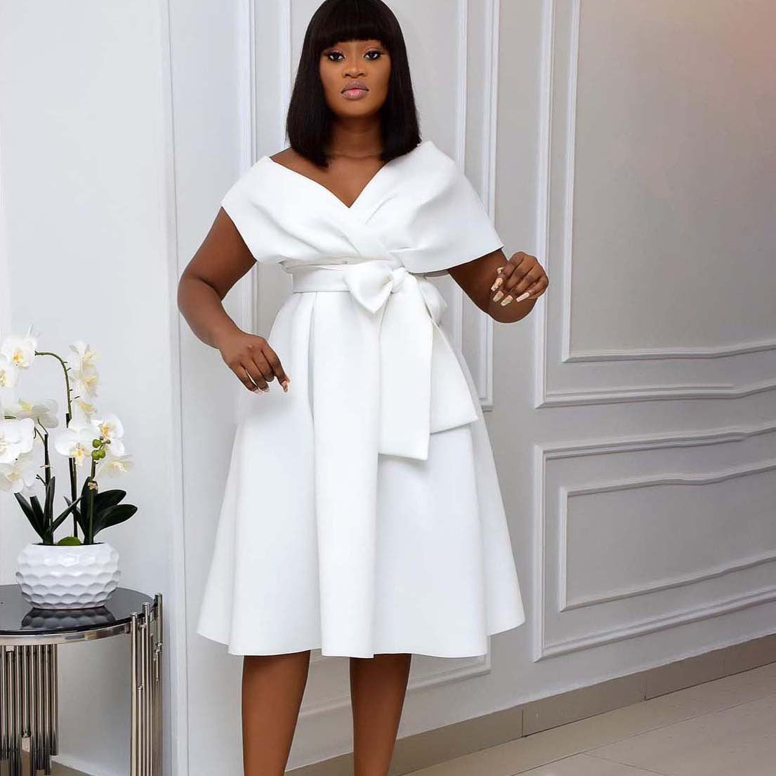 Stylish Women's Temperament Commute Fashion Tie Dress