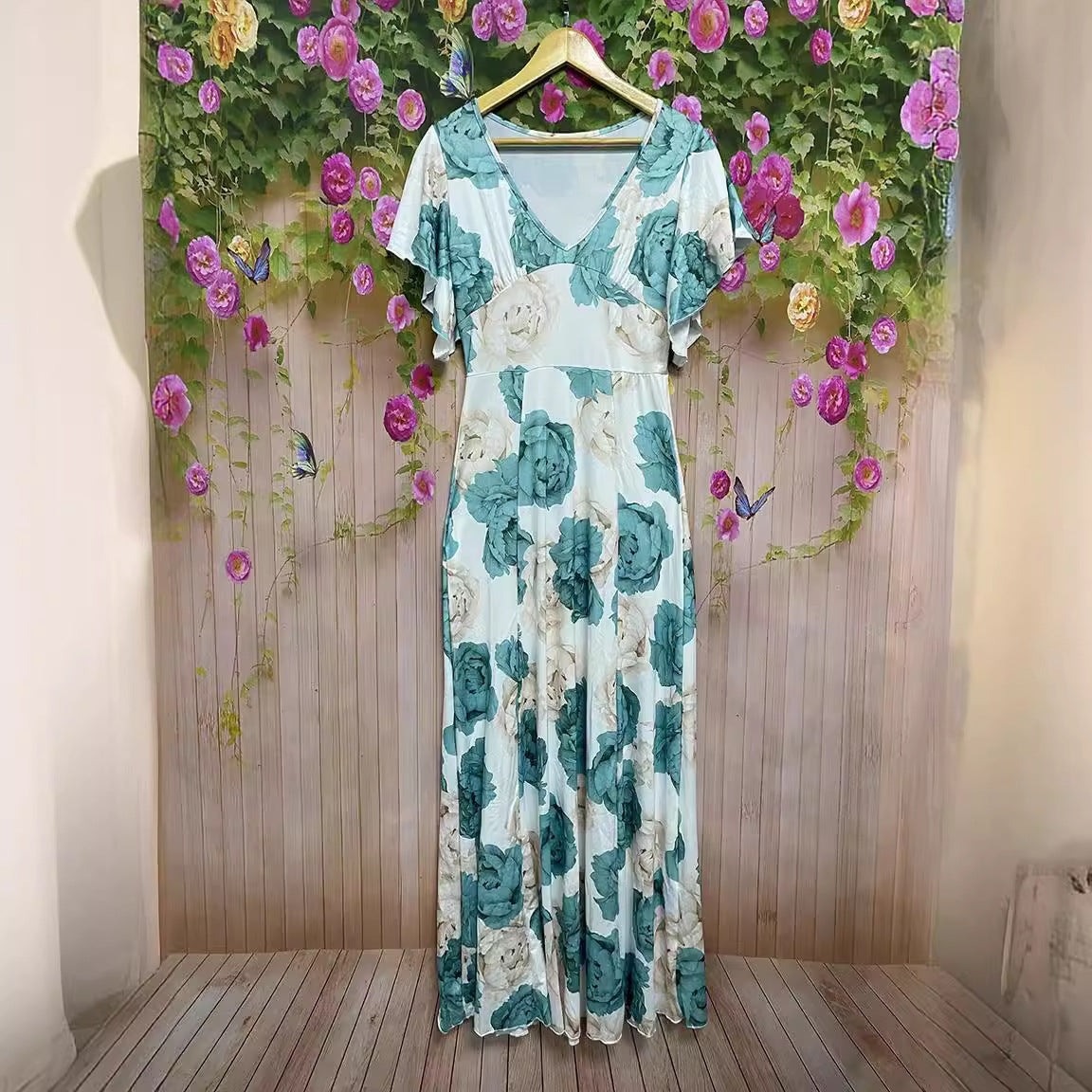 Women's Collar Elegant Casual Printed Long Large Dress