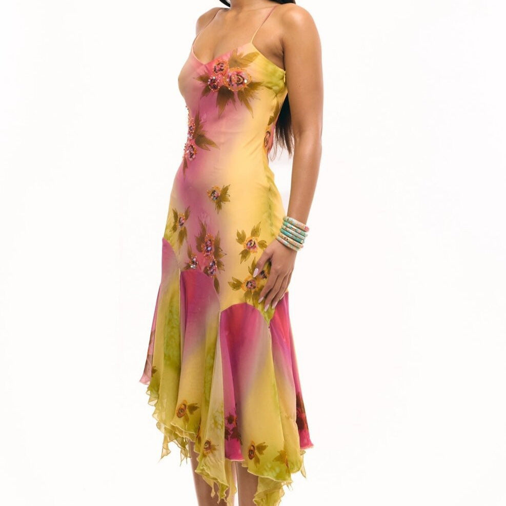 Ruffled Hem Suspender Dress Elegant Embroidered Dresses