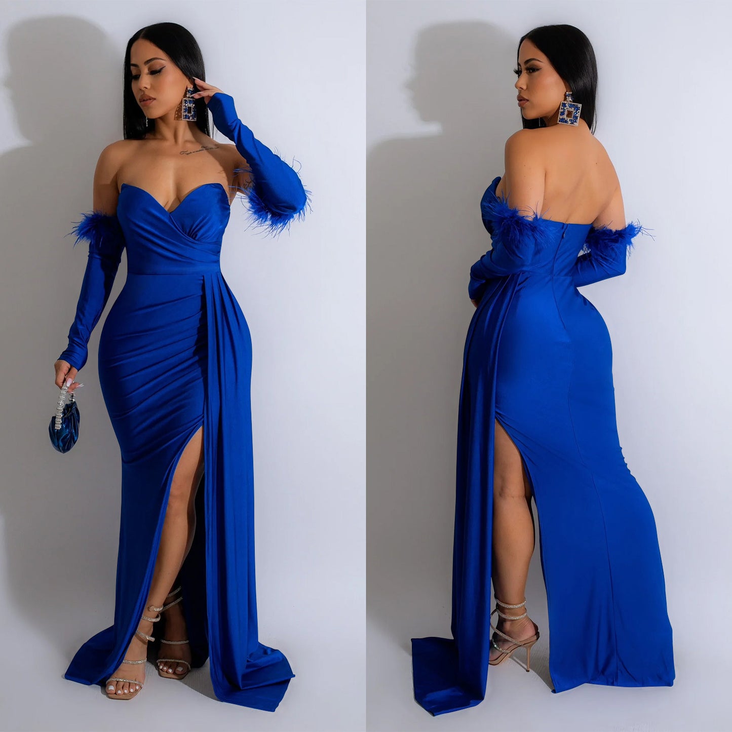 Women's Fashion Wear Solid Color Pleated Backless Dresses