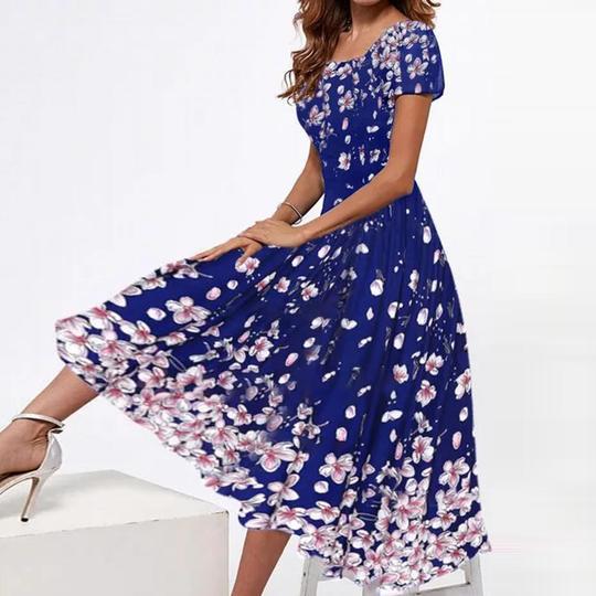 Women's Square Collar Sleeve Positioning Printed Dress Dresses