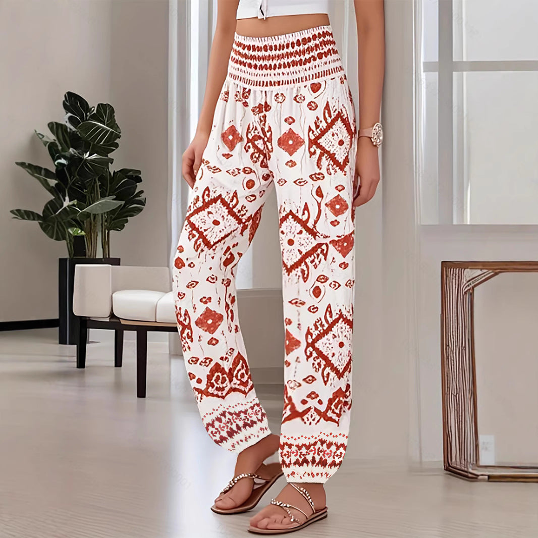 Women's Loose High Waist Print Casual Pants