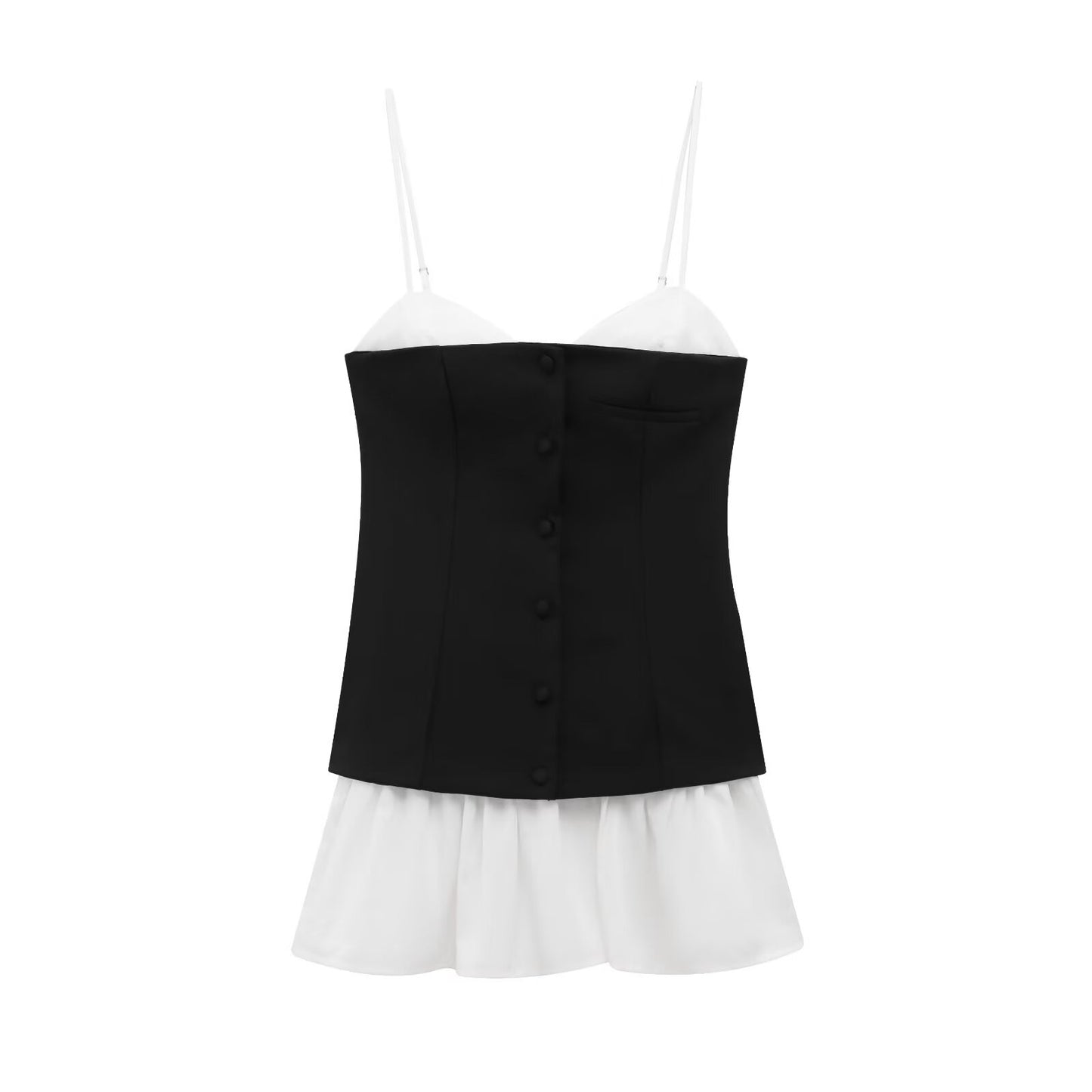 Women's Early Spring Poplin Stitching Pleated Dress Dresses