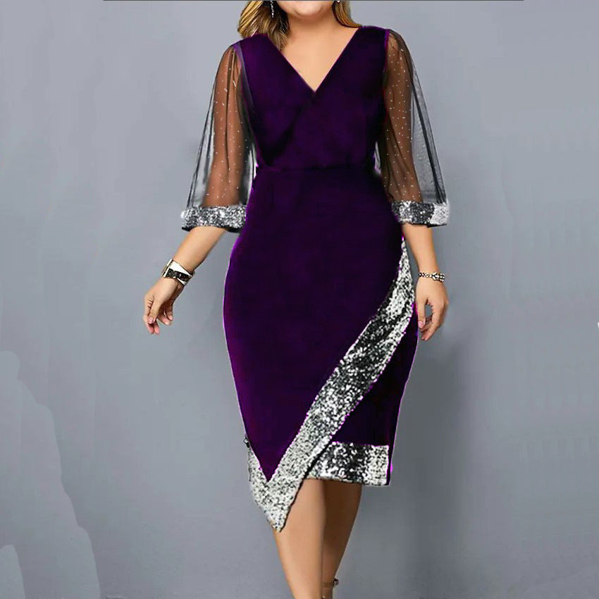 Durable Gold Veet Irregular Sequin Gauze Dress